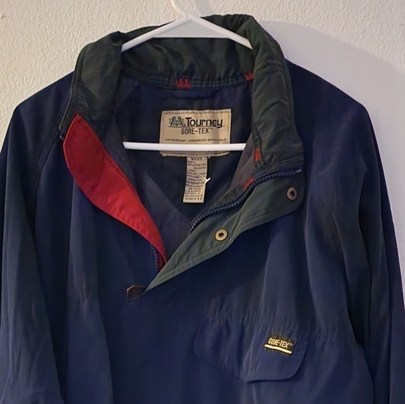 Vintage Tourney Jacket  Blue Gore Tex Windbreaker Pullover Waterproof  Sz XL - Picture 4 of 9